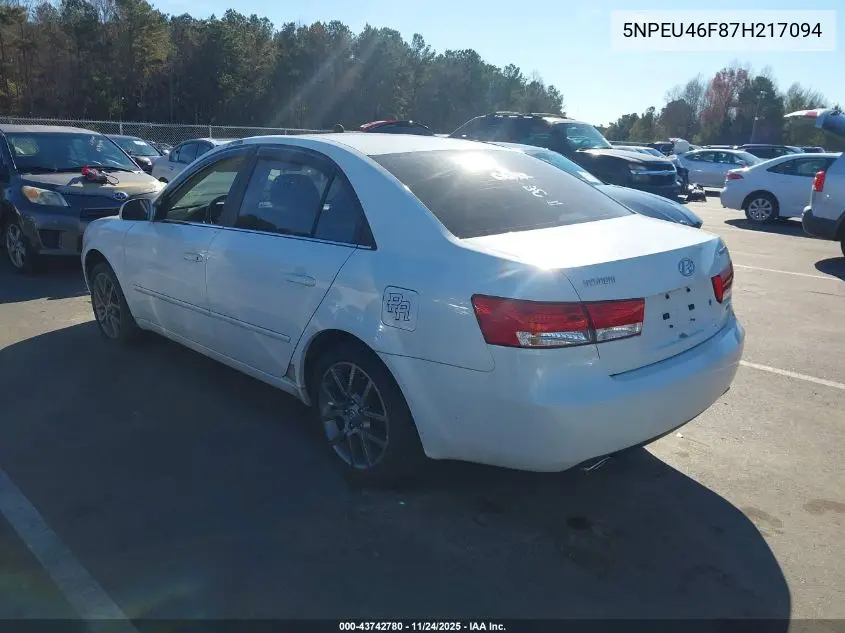 5NPEU46F87H217094 2007 Hyundai Sonata Limited/Se V6