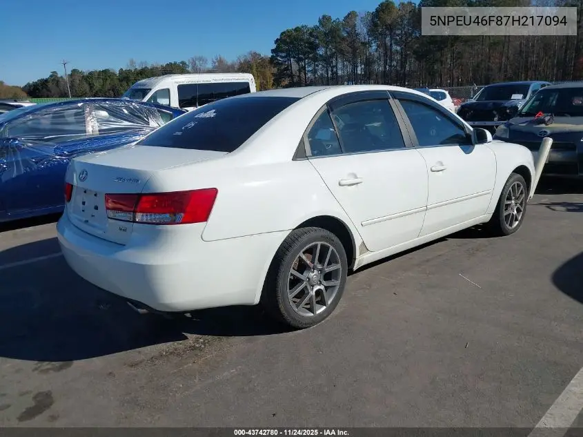 5NPEU46F87H217094 2007 Hyundai Sonata Limited/Se V6