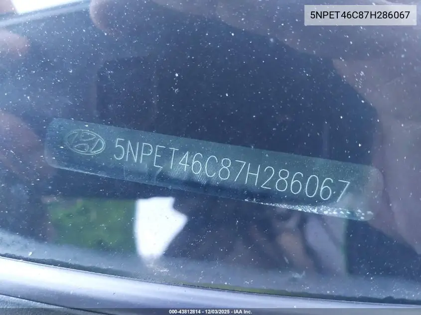 5NPET46C87H286067 2007 Hyundai Sonata Gls