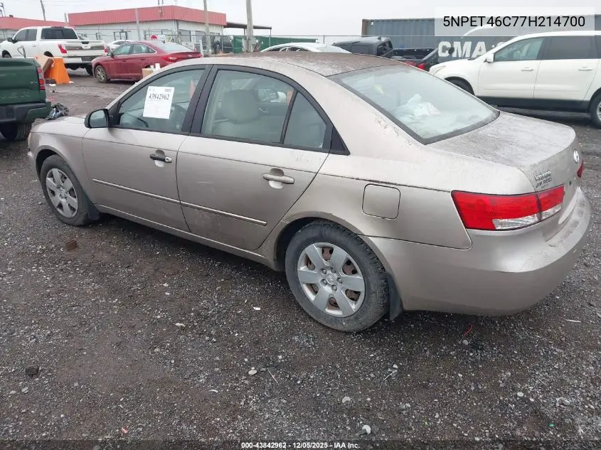 5NPET46C77H214700 2007 Hyundai Sonata Gls