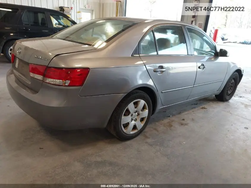 5NPET46C77H222022 2007 Hyundai Sonata Gls