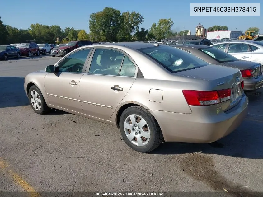 5NPET46C38H378415 2008 Hyundai Sonata Gls