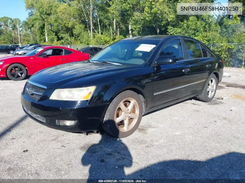5NPEU46F58H401250 2008 Hyundai Sonata Limited V6/Se V6