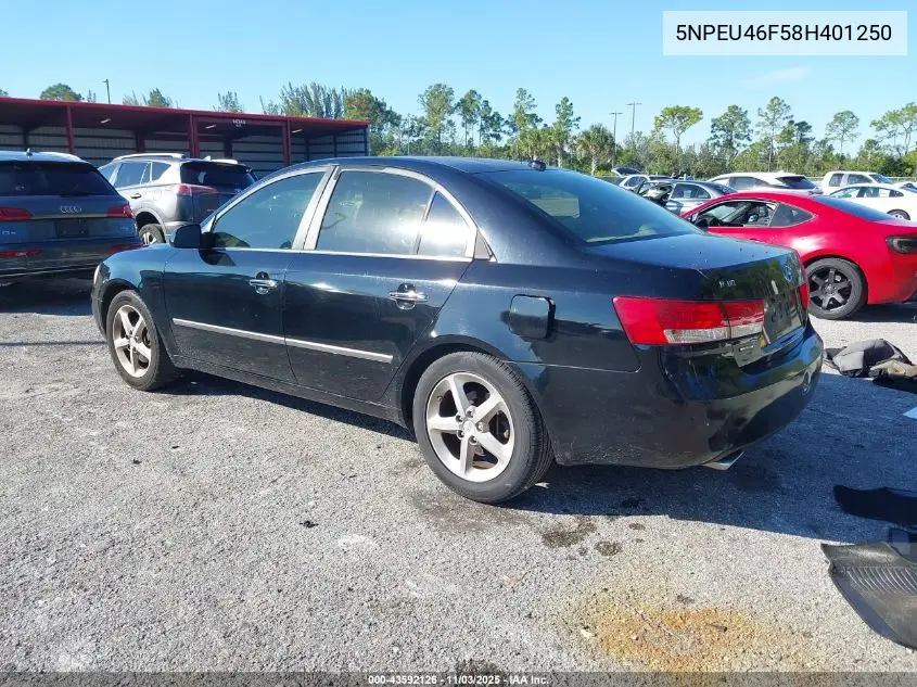 5NPEU46F58H401250 2008 Hyundai Sonata Limited V6/Se V6