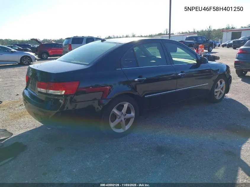 5NPEU46F58H401250 2008 Hyundai Sonata Limited V6/Se V6