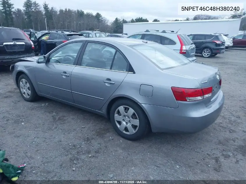 5NPET46C48H380240 2008 Hyundai Sonata Gls