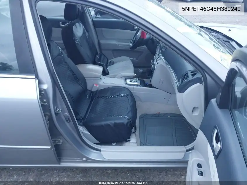 5NPET46C48H380240 2008 Hyundai Sonata Gls