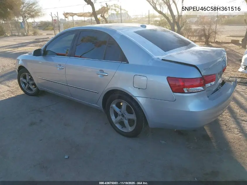 5NPEU46C58H361516 2008 Hyundai Sonata Limited/Se