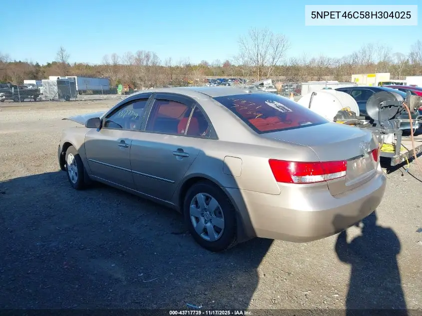 5NPET46C58H304025 2008 Hyundai Sonata Gls
