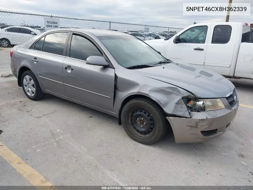 5NPET46CX8H362339 2008 Hyundai Sonata Gls