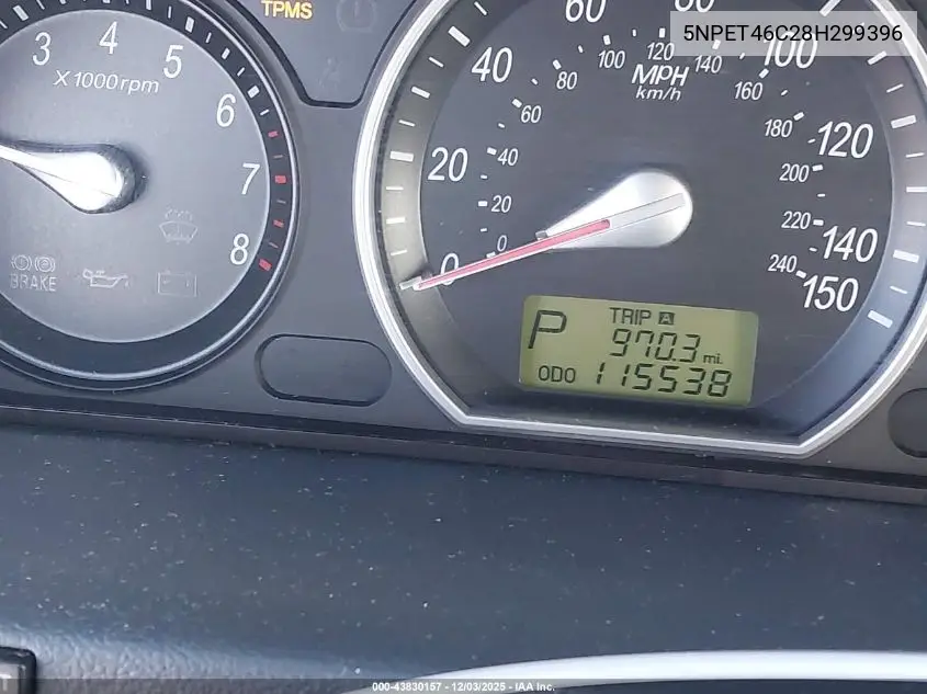 5NPET46C28H299396 2008 Hyundai Sonata Gls