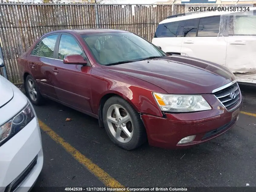 5NPET4AF0AH581334 2010 Hyundai Sonata Gls