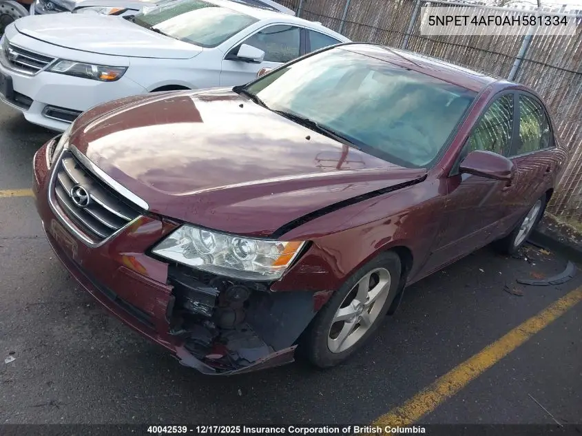 5NPET4AF0AH581334 2010 Hyundai Sonata Gls