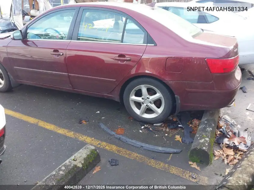 5NPET4AF0AH581334 2010 Hyundai Sonata Gls