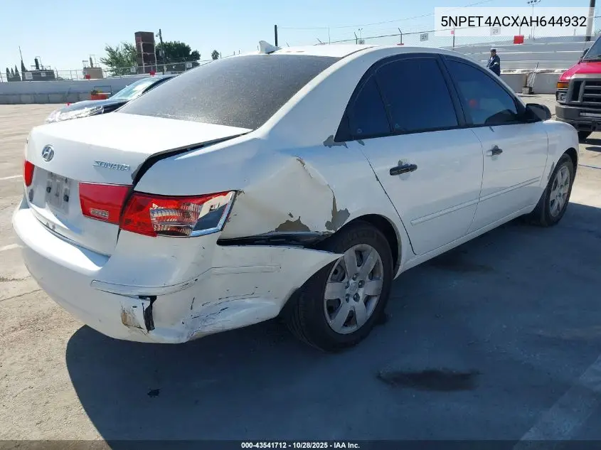 5NPET4ACXAH644932 2010 Hyundai Sonata Gls