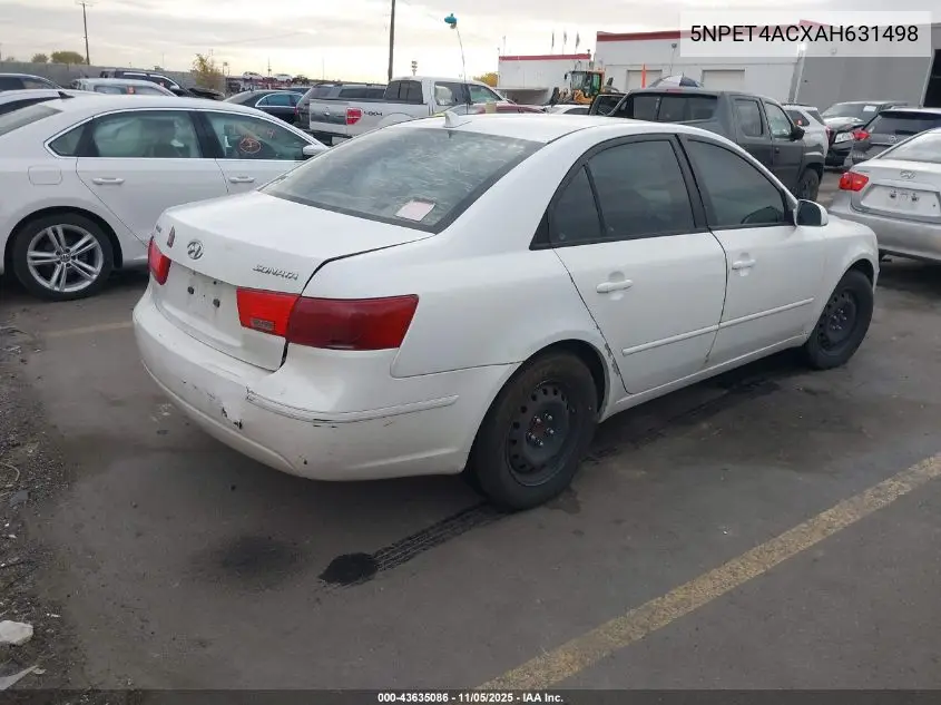 5NPET4ACXAH631498 2010 Hyundai Sonata Gls