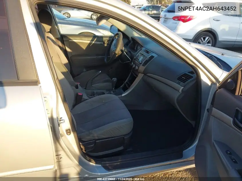 5NPET4AC2AH643452 2010 Hyundai Sonata Gls
