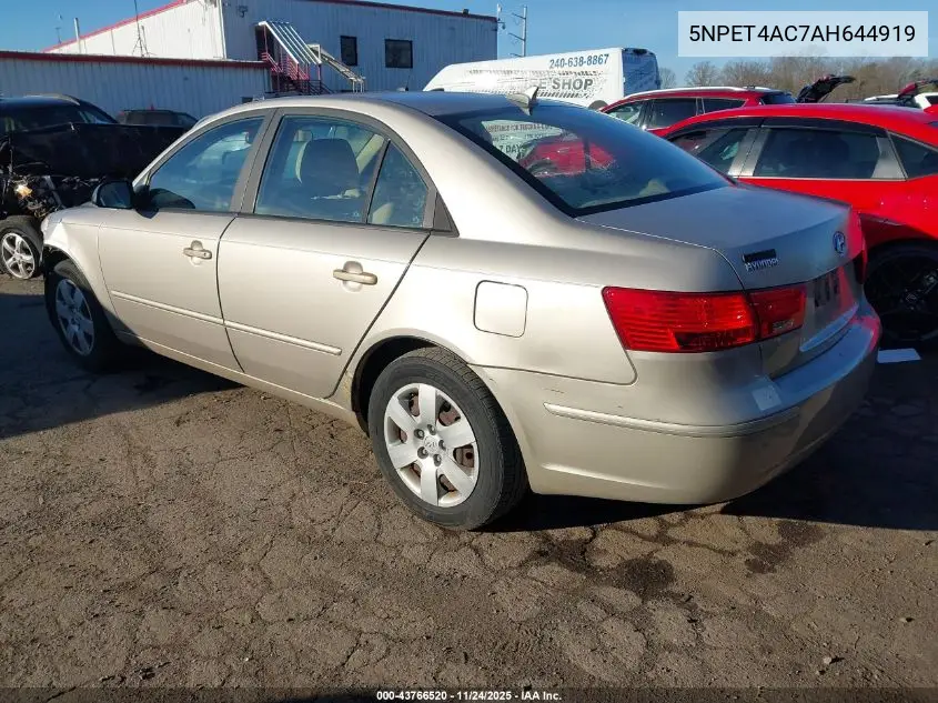5NPET4AC7AH644919 2010 Hyundai Sonata Gls