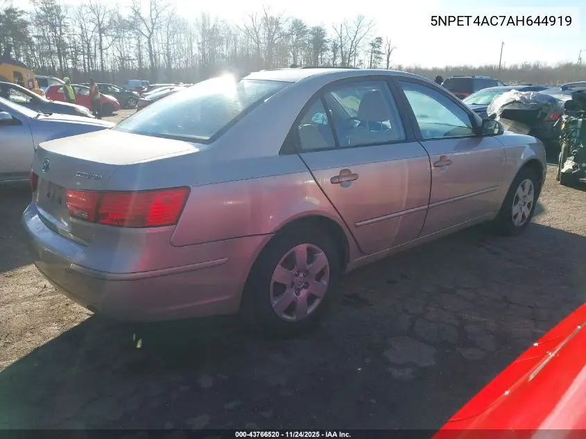 5NPET4AC7AH644919 2010 Hyundai Sonata Gls