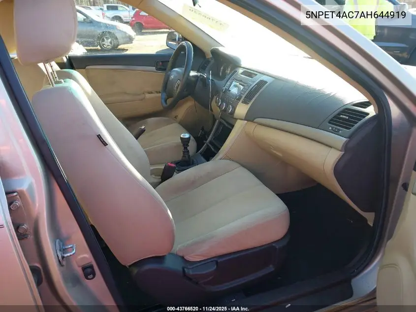 5NPET4AC7AH644919 2010 Hyundai Sonata Gls