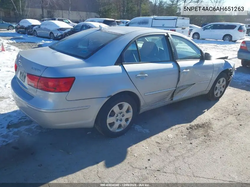 5NPET4AC6AH651263 2010 Hyundai Sonata Gls