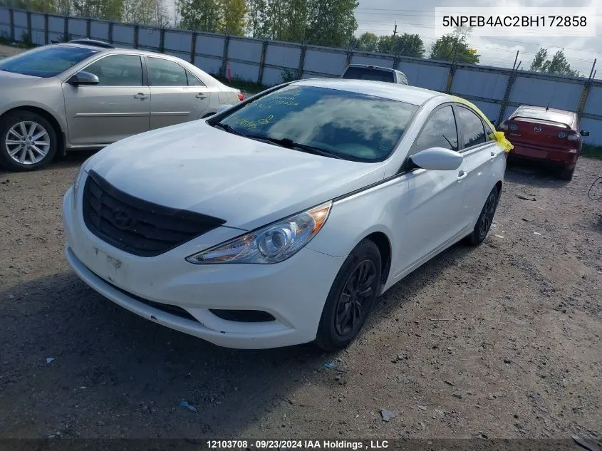 2011 Hyundai Sonata Gl VIN: 5NPEB4AC2BH172858 Lot: 12103708