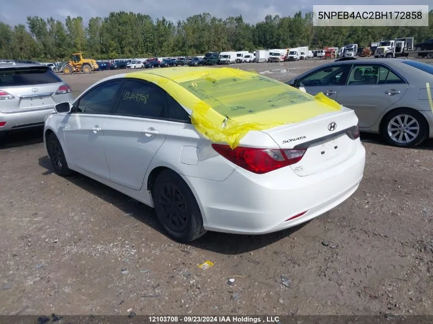 5NPEB4AC2BH172858 2011 Hyundai Sonata Gl