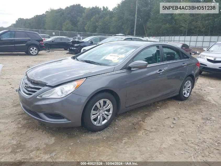 5NPEB4AC3BH051238 2011 Hyundai Sonata Gls