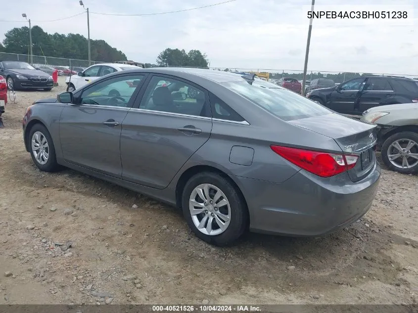 5NPEB4AC3BH051238 2011 Hyundai Sonata Gls