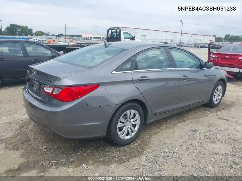 5NPEB4AC3BH051238 2011 Hyundai Sonata Gls