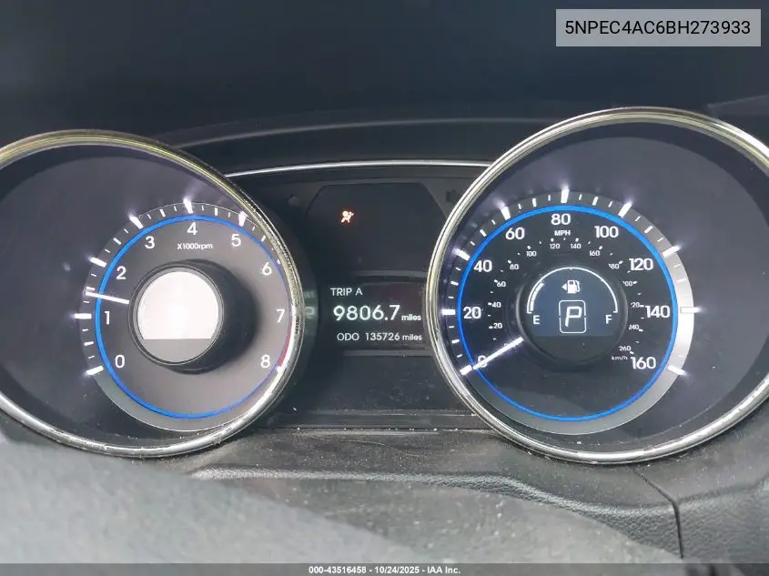 5NPEC4AC6BH273933 2011 Hyundai Sonata Limited
