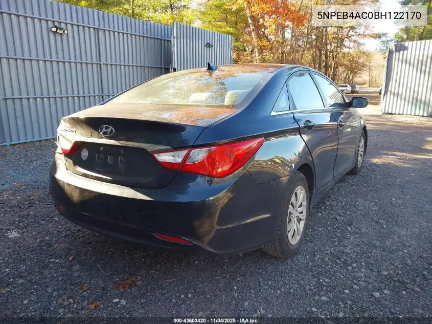 5NPEB4AC0BH122170 2011 Hyundai Sonata Gls