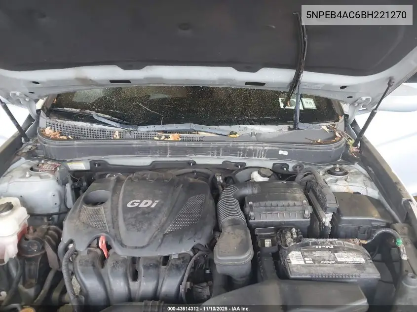 5NPEB4AC6BH221270 2011 Hyundai Sonata Gls