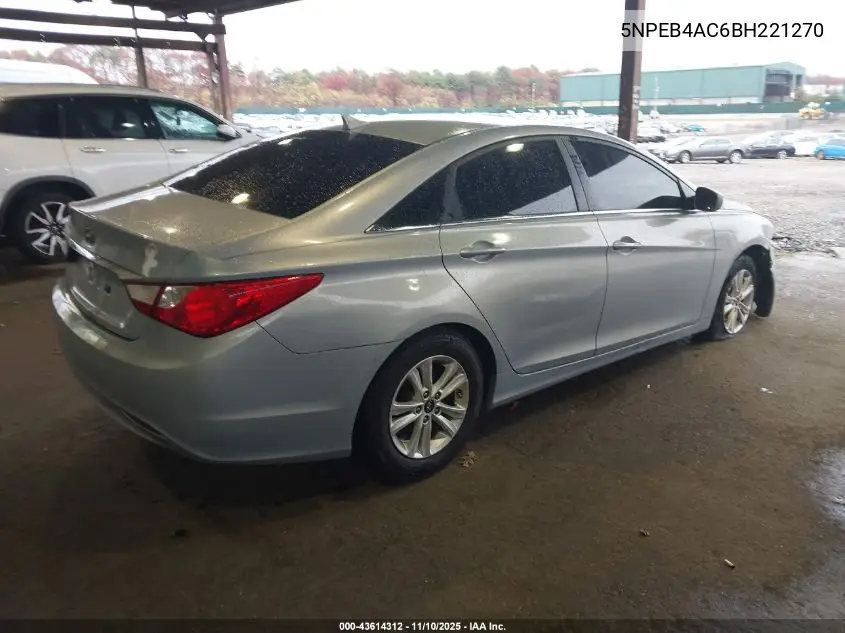5NPEB4AC6BH221270 2011 Hyundai Sonata Gls