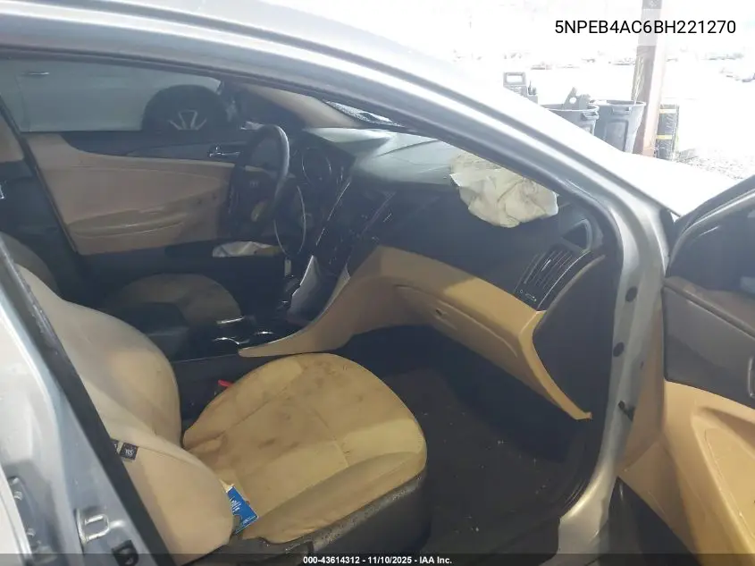 5NPEB4AC6BH221270 2011 Hyundai Sonata Gls