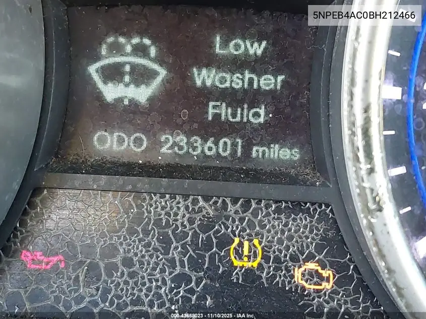 5NPEB4AC0BH212466 2011 Hyundai Sonata Gls