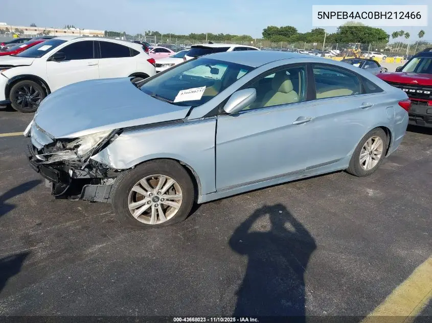 5NPEB4AC0BH212466 2011 Hyundai Sonata Gls