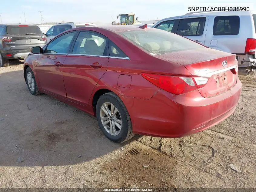 5NPEB4AC8BH035990 2011 Hyundai Sonata Gls