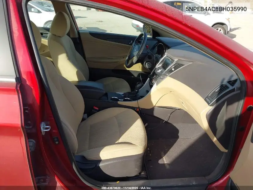 5NPEB4AC8BH035990 2011 Hyundai Sonata Gls