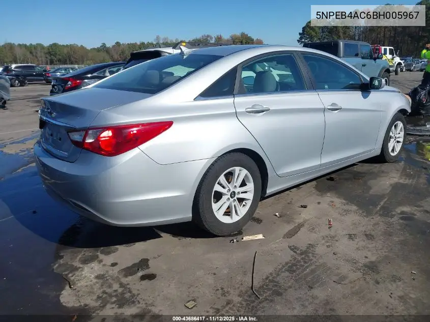 5NPEB4AC6BH005967 2011 Hyundai Sonata Gls