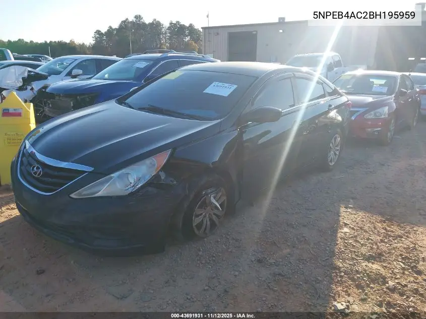 5NPEB4AC2BH195959 2011 Hyundai Sonata Gls