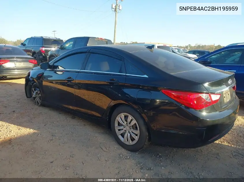 5NPEB4AC2BH195959 2011 Hyundai Sonata Gls
