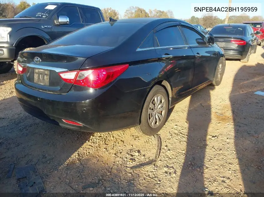 5NPEB4AC2BH195959 2011 Hyundai Sonata Gls