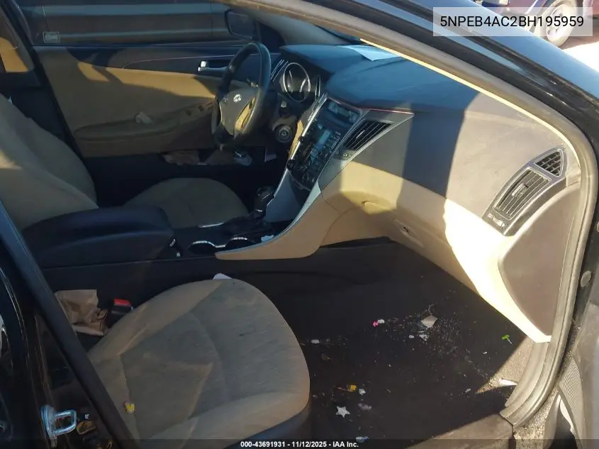 5NPEB4AC2BH195959 2011 Hyundai Sonata Gls