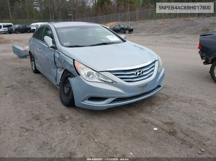5NPEB4AC8BH017800 2011 Hyundai Sonata Gls