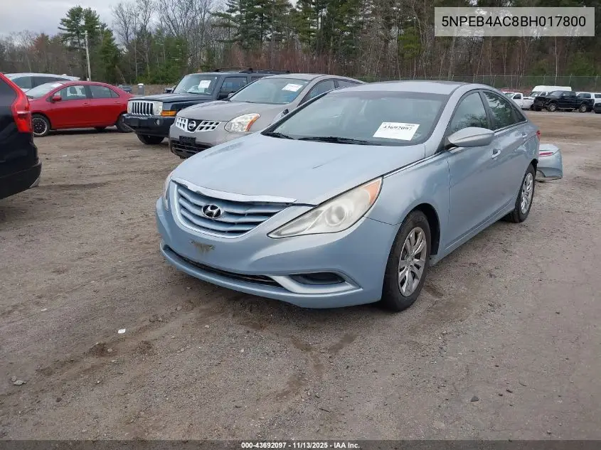 5NPEB4AC8BH017800 2011 Hyundai Sonata Gls