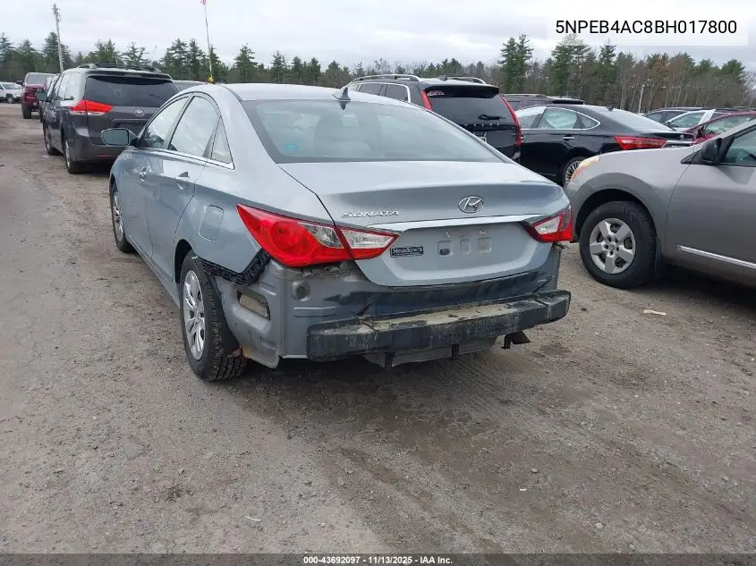 5NPEB4AC8BH017800 2011 Hyundai Sonata Gls