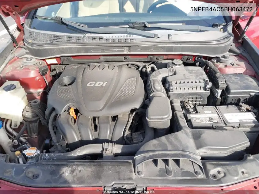 5NPEB4AC5BH063472 2011 Hyundai Sonata Gls