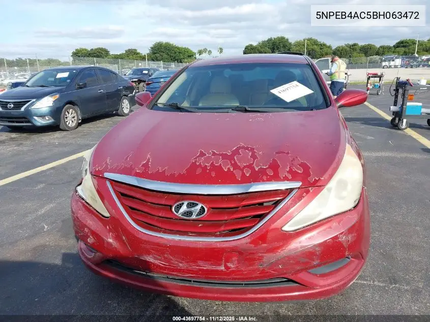 5NPEB4AC5BH063472 2011 Hyundai Sonata Gls