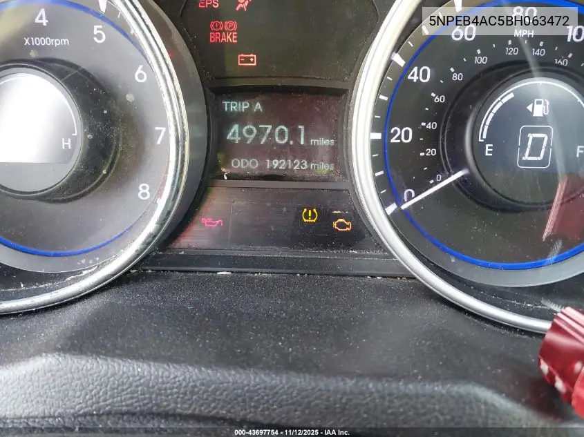 5NPEB4AC5BH063472 2011 Hyundai Sonata Gls